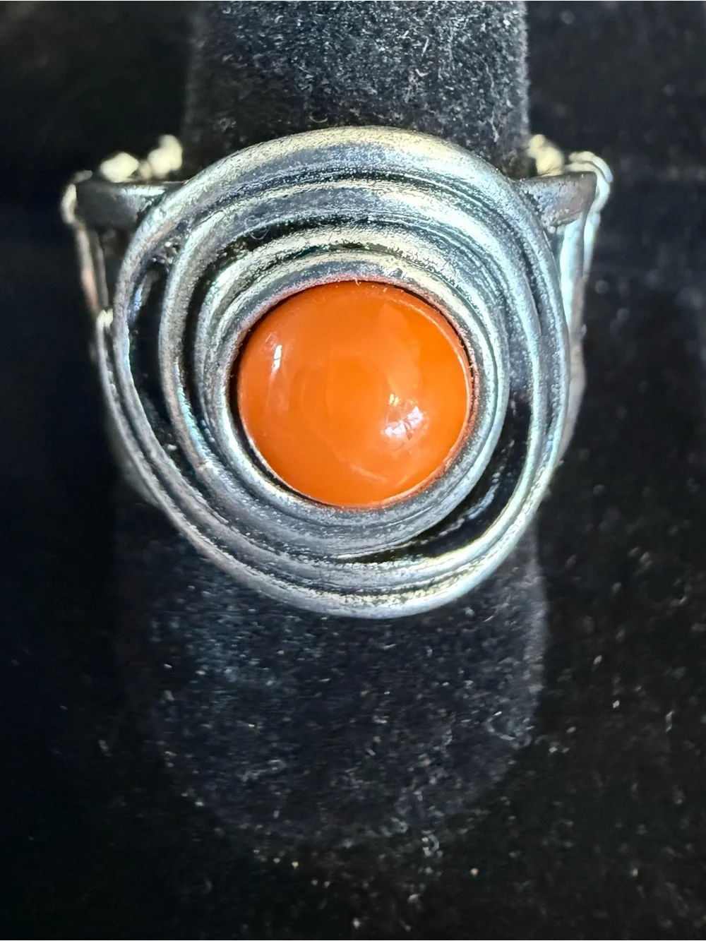 paparazzi Silver Spiral Ring with Orange Cabochon